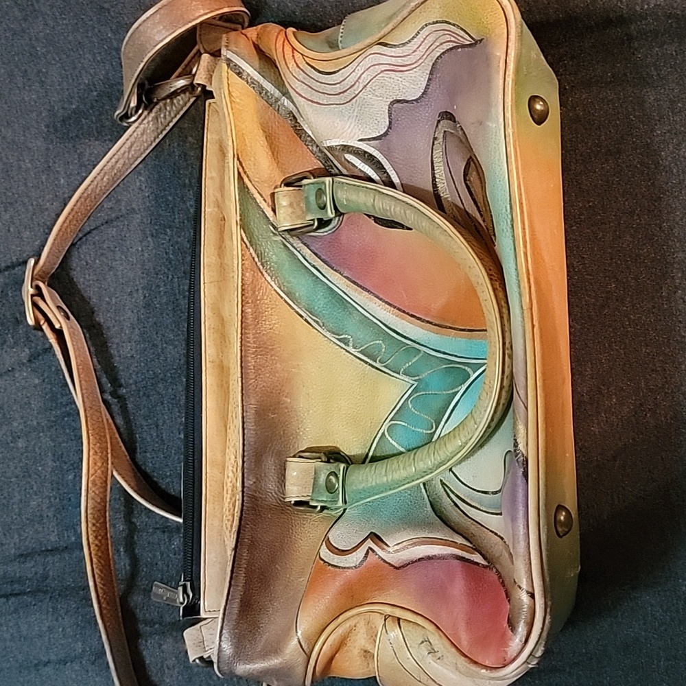 Abstract painted hand bag